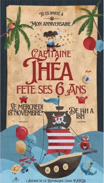 Carton d'Invitation Pirate